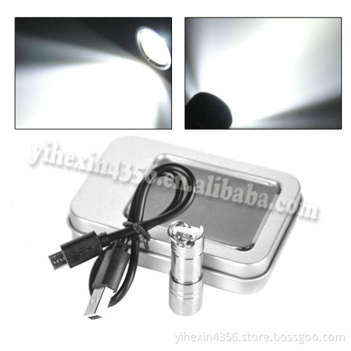 Boruit SLD-F7 Mini Stainless Steel Rechargeable Flashlight with Gift Box